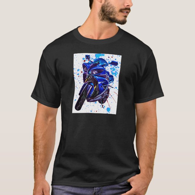 Kunst-Druck Yamahas YZF R1 T-Shirt (Vorderseite)
