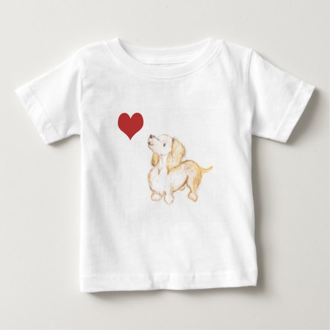 "Kunst durch Heide" Liebe Dackel-Kinderst-shirt Baby T-shirt (Vorderseite)