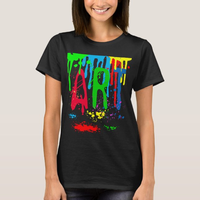 KUNST farbige Farbe lustig schwarz T-Shirt (Vorderseite)