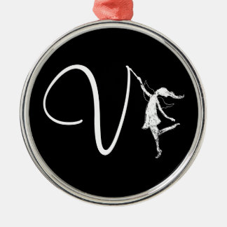Kunst-Fee-Initiale: V Silbernes Ornament