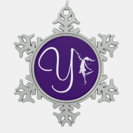 Kunst-Fee-Initiale: Y Schneeflocken Zinn-Ornament