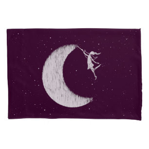 Kunst-Fee: Malen Sie den Mond lila Kissenbezug