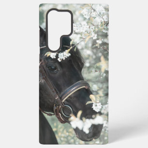 Kunst-Frühlingsporträt eines schwarzen Pferdes aus Samsung Galaxy Hülle