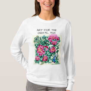 KUNST FÜR DAS DIGITALE ZEITALTER PFau UND BLUME QR T-Shirt
