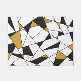Kunst-Geometrie - schwarz und Weiß mit Gold Fußmatte