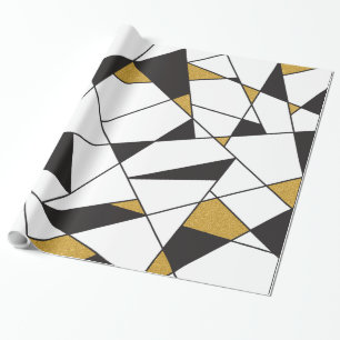 Kunst-Geometrie - schwarz und Weiß mit Gold Geschenkpapier