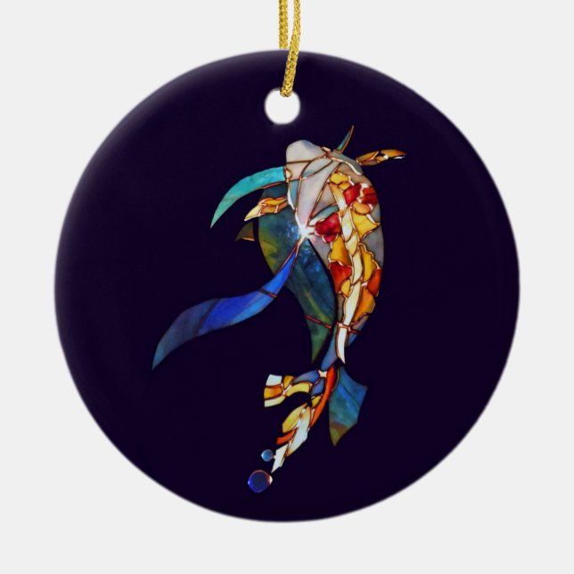 Kunst GlasKoi Fische VERZIERUNG Keramikornament (Vorne)