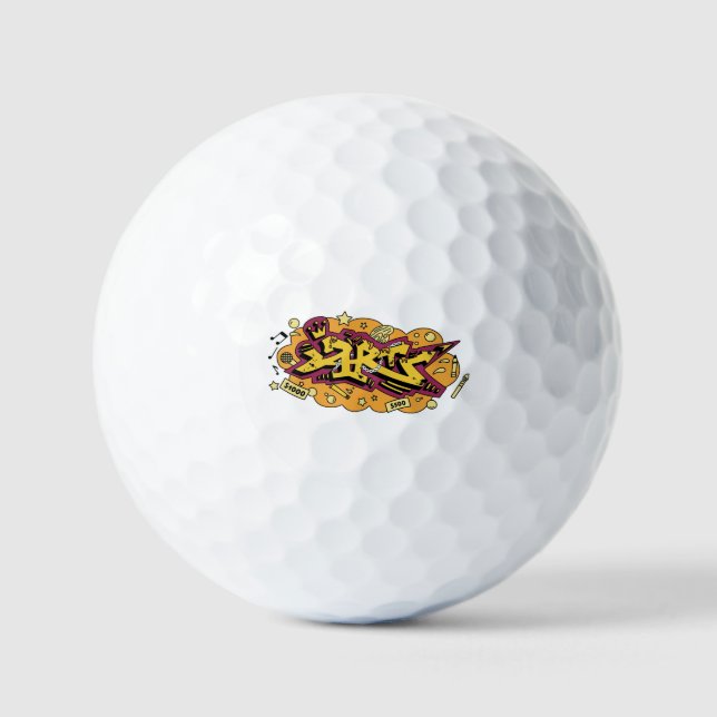 Kunst Graffiti Handzeichnung Golfball (Vorderseite)