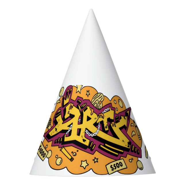Kunst Graffiti Handzeichnung Partyhütchen (Vorderseite)