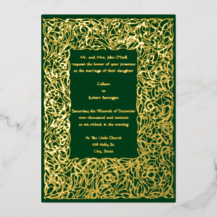 Kunst & Handwerk Roycroft 1904 Hochzeit mit Blumen Folieneinladung