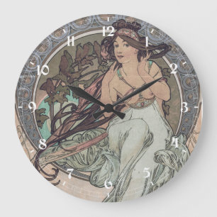 Kunst im Jugendstil von Alphonse Mucha Große Wanduhr