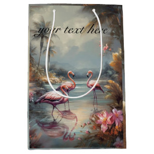 Kunst im Stil von Custom Vintage Flamingo Tropical Mittlere Geschenktüte