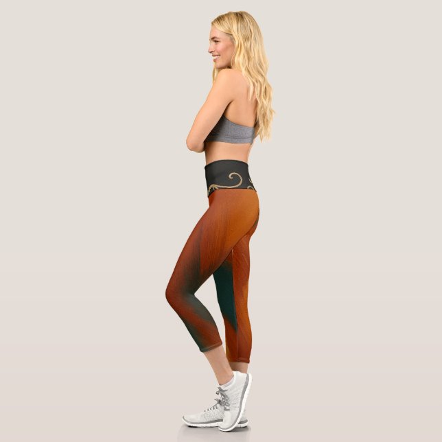 Kunst in Motion - Elegante Abstrakte Loungewear Capri Leggings (Links)