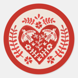 Kunst in Rot und Weiß Runder Aufkleber