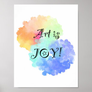 Kunst ist Joy Regenbogenwolke mit lustigem schwarz Poster