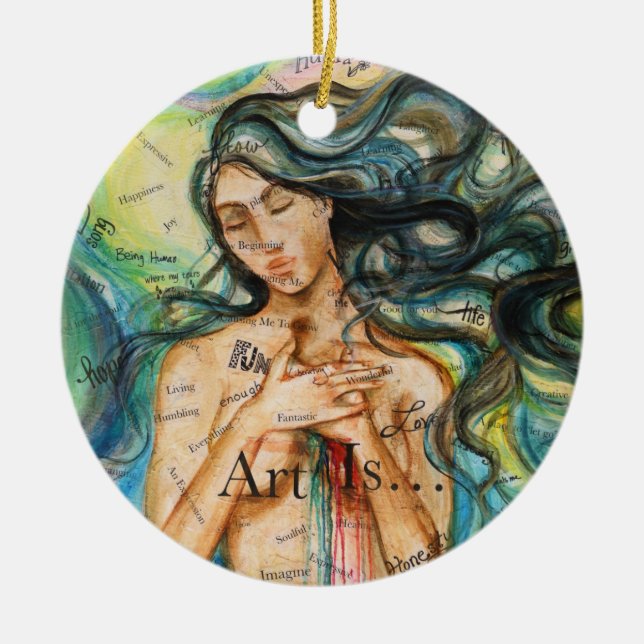 "Kunst ist..." Kunst-Ornament Keramik Ornament (Vorne)