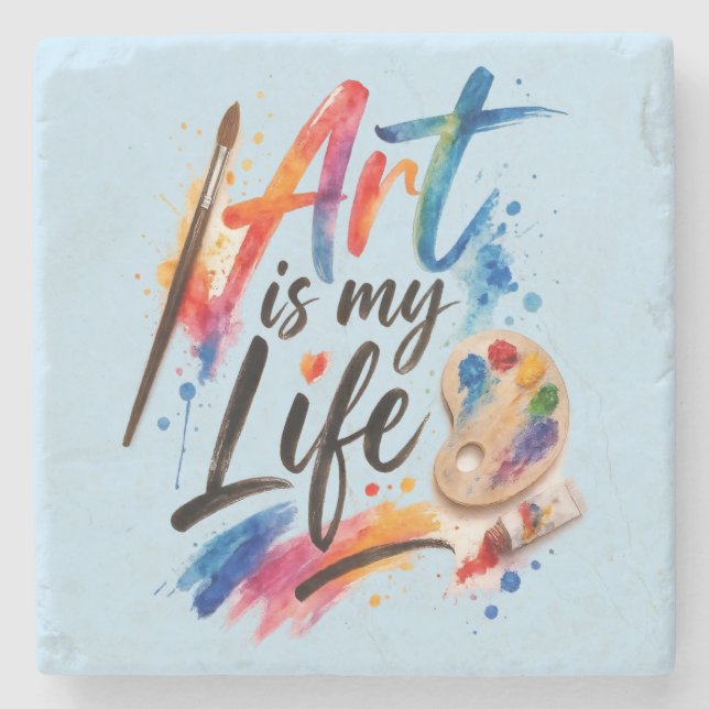 Kunst ist mein Leben Steinuntersetzer (Vorderseite)