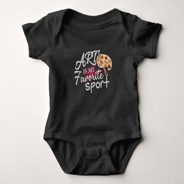 Kunst ist meine Lieblingssportart Roter Schlag Baby Strampler (Vorderseite)