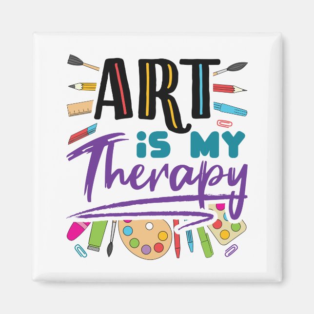 Kunst ist meine Therapie künstlerisch Künstlerisch Magnet (Vorne)