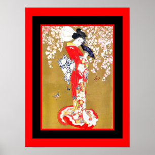 Kunst Japanische Geisha-Dame Vintage Poster 2