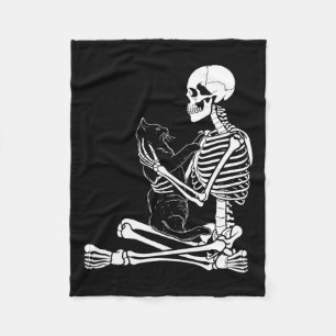 Kunst Katzen Skelett Halloween Kostüm Schädel und Fleecedecke