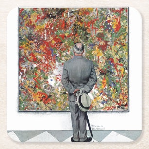 Kunst-Kenner durch Norman Rockwell Rechteckiger Pappuntersetzer