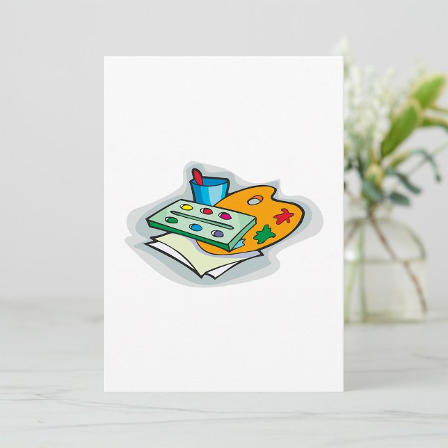 Kunst liefert Aquarellfarbenpalette und Pinsel Einladung (Von Creator hochgeladen)