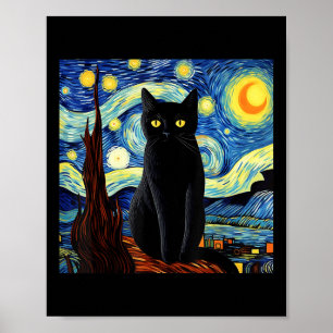 Kunst Lustige schwarze Katze Malerei Künstler Van  Poster