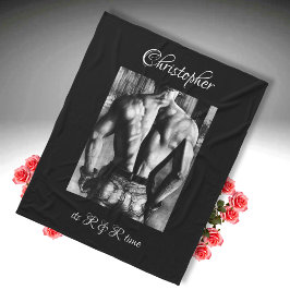 Kunst Männlicher Rücken in Jeans Name, Aufschrift Fleecedecke