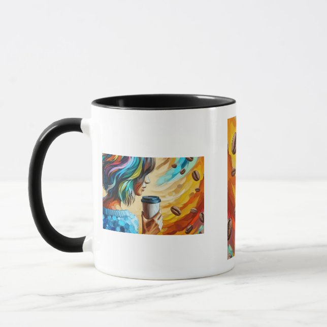 Kunst-Mug Coffee Breeze – Farbige Mädchen-Illustra Tasse (Links)