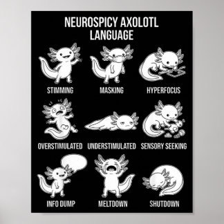 Kunst Neurospicy Axolotl Autismus Adhs Stimming Poster