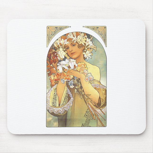 Kunst Nouveau - Alphonse Mucha "Blume " Mousepad (Vorne)