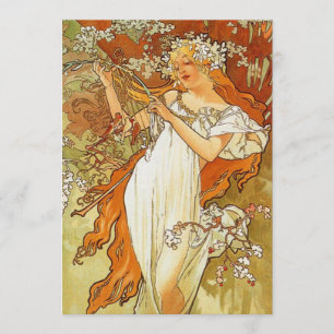 Kunst Nouveau Alphonse Mucha Frühlings-Einladungen Einladung