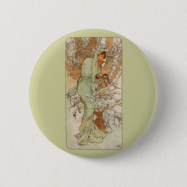 Kunst Nouveau - Alphonse Mucha - Winter Button (Vorderseite)