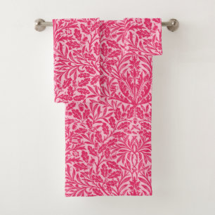 Kunst Nouveau Blumendamast, tiefes pinkfarbenes Badhandtuch Set