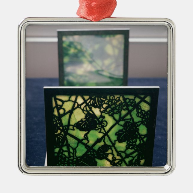 Kunst Nouveau Bücherstützen, Tiffany-Studios, Silbernes Ornament (Vorne)