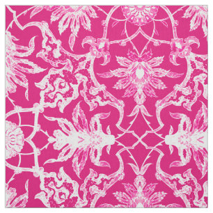 Kunst Nouveau chinesisches Muster - Fuschia Rosa Stoff