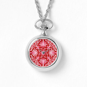 Kunst Nouveau chinesisches Muster - tiefrot Armbanduhr