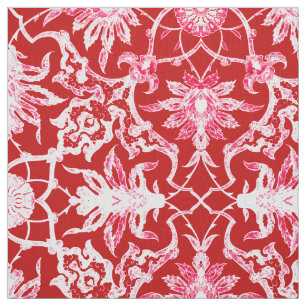 Kunst Nouveau chinesisches Muster - tiefrot Stoff