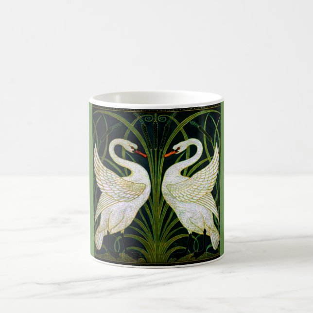 Kunst Nouveau doppelte Schwan-Klassiker-Tasse Kaffeetasse (Mittel)