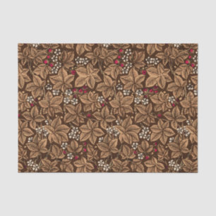 Kunst Nouveau Erdbeeren und Blätter, dunkles Brown Seidenpapier