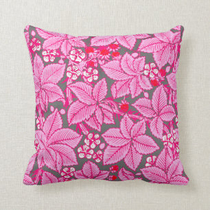 Kunst Nouveau Erdbeeren und Blätter, Rosa und Grau Kissen