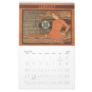 Kunst Nouveau Fahrrad-Kalender 2014 Vintag Kalender