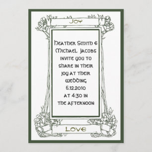 Kunst Nouveau Feld mit Reben und Beeren im Grün Einladung