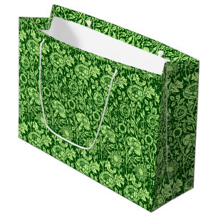 Kunst Nouveau Gartennelken-Damast, Forest Green Große Geschenktüte