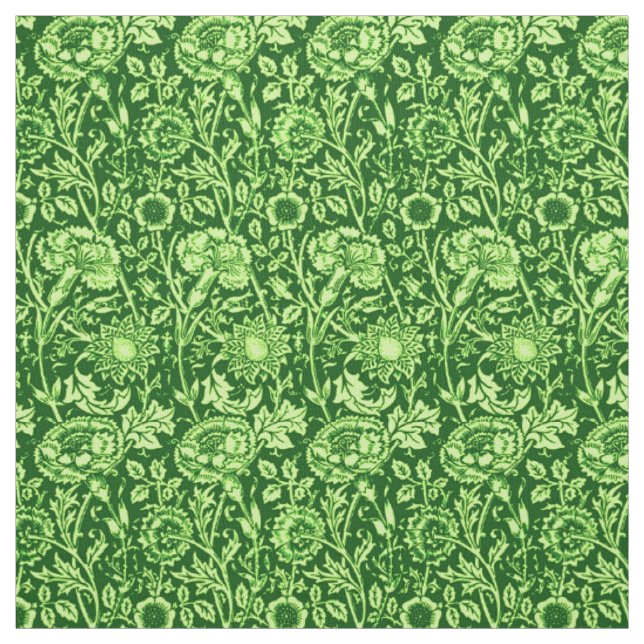 Kunst Nouveau Gartennelken-Damast, Forest Green Stoff (Muster)