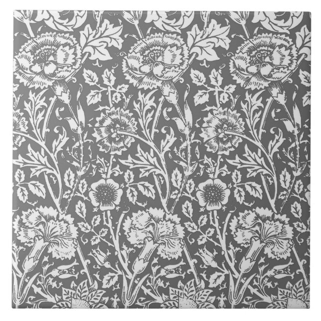 Kunst Nouveau Gartennelken-Damast, Grau/Grau Fliese (Vorderseite)