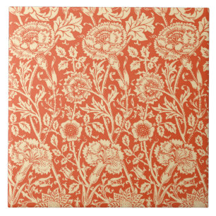 Kunst Nouveau Gartennelken-Damast, Mandarine Fliese