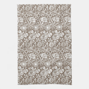 Kunst Nouveau Gartennelken-Damast, Taupe und Weiß Handtuch
