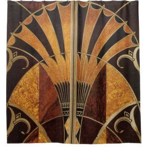 Kunst Nouveau, Kunst-Deko, Vintage, multi hölzern Duschvorhang